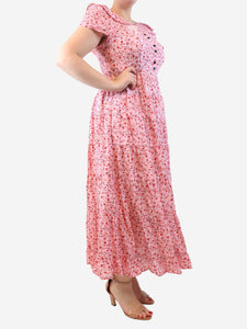 Cefinn Pink tiered floral maxi dress - size UK 14