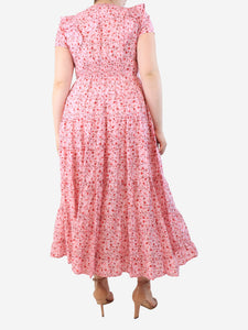 Cefinn Pink tiered floral maxi dress - size UK 14
