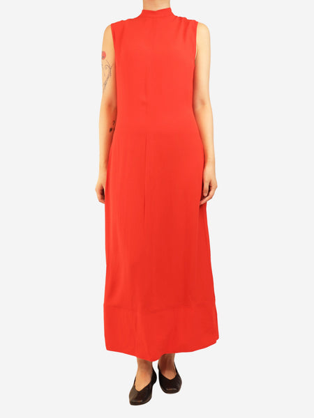Red sleeveless crepe midi dress - size UK 8 product image