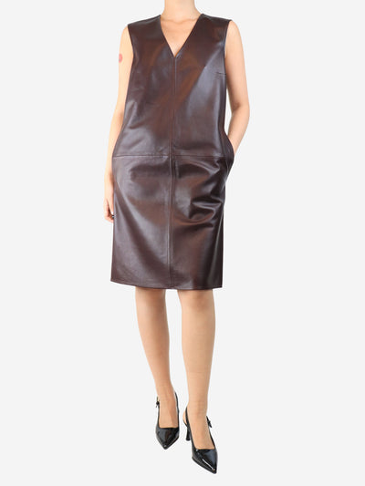 Brown leather midi dress - size UK 10 Dresses Joseph 