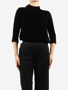 Claudie Pierlot Black high-neck velvet top - size UK 8