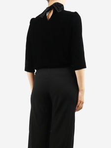 Claudie Pierlot Black high-neck velvet top - size UK 8