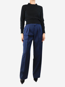 Aya Muse Blue wool-blend straight-leg trousers - size M