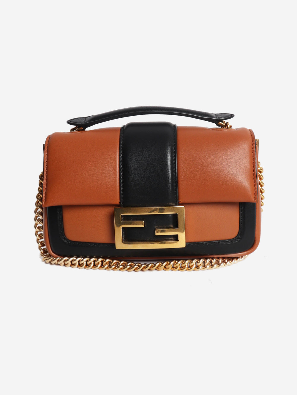 Black and brown two-tone mini Baguette bag Shoulder bags Fendi 