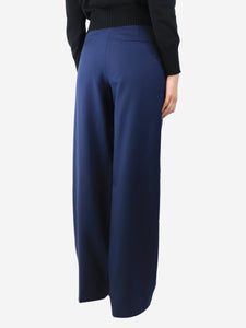 Aya Muse Blue wool-blend straight-leg trousers - size M