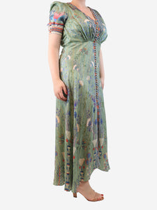 Saloni Green printed maxi dress - size UK 16