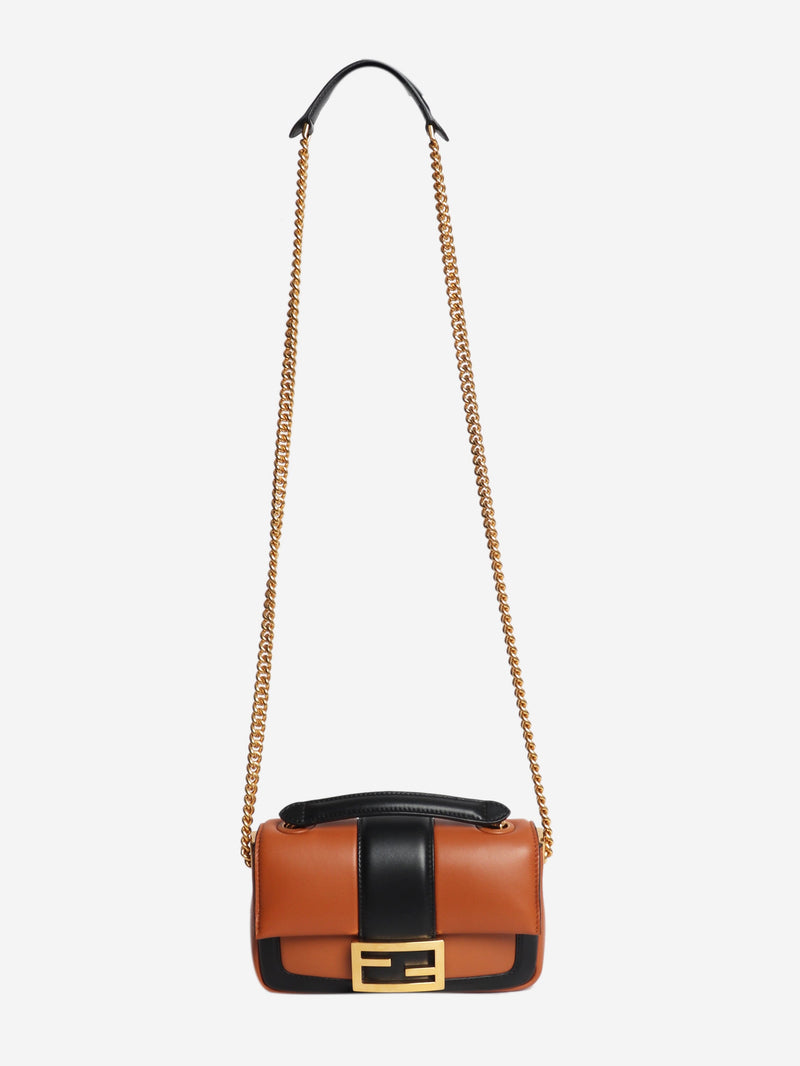 Black and brown two-tone mini Baguette bag Shoulder bags Fendi 