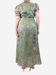 Saloni Green printed maxi dress - size UK 16