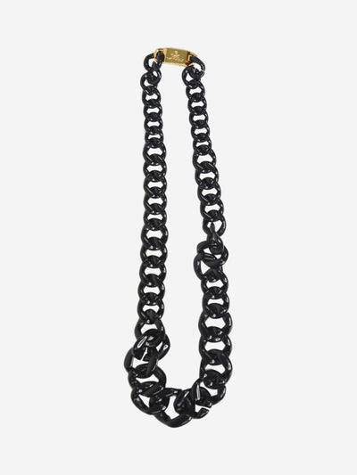 Black acetate black chain necklace with gold hardware branded buckle detail Necklaces Prada 