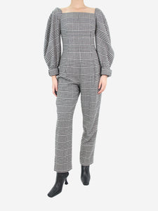 Emilia Wickstead Black and white houndstooth wool-blend jumpsuit - size UK 10