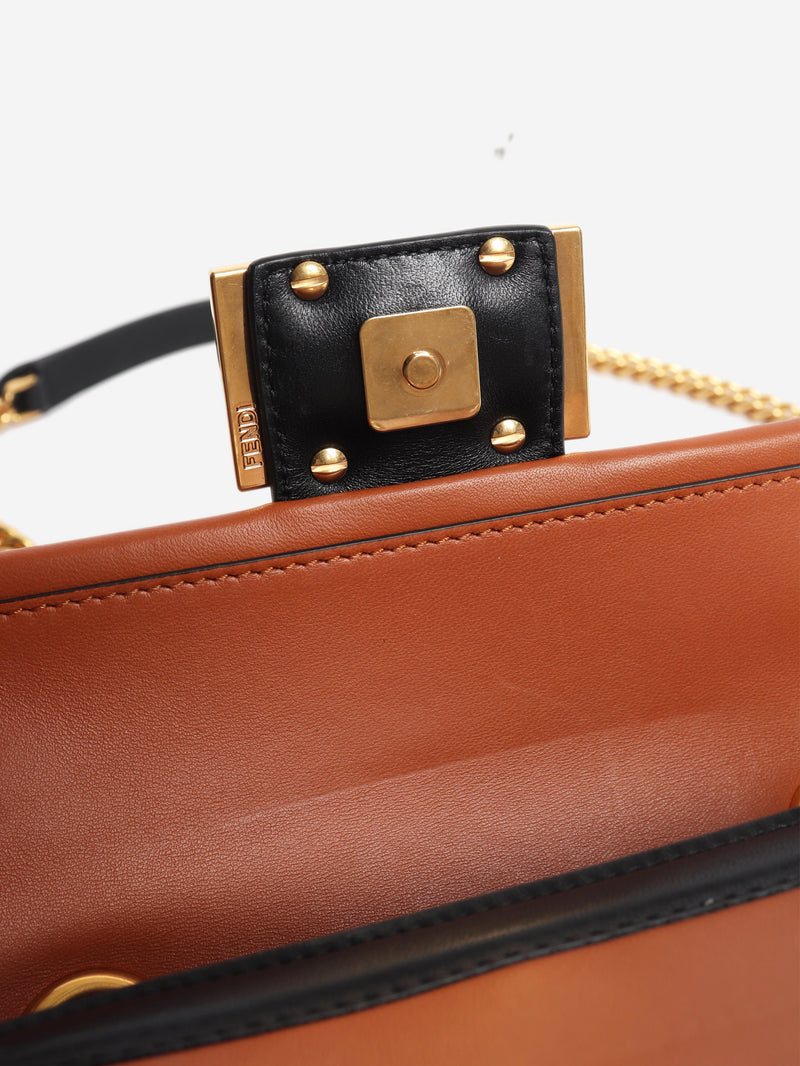 Black and brown two-tone mini Baguette bag Shoulder bags Fendi 