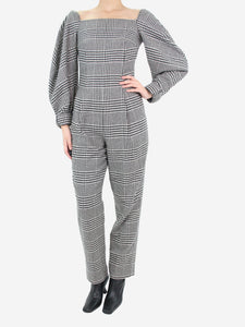 Emilia Wickstead Black and white houndstooth wool-blend jumpsuit - size UK 10