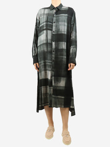 Y's Grey printed midi shirt dress - size S