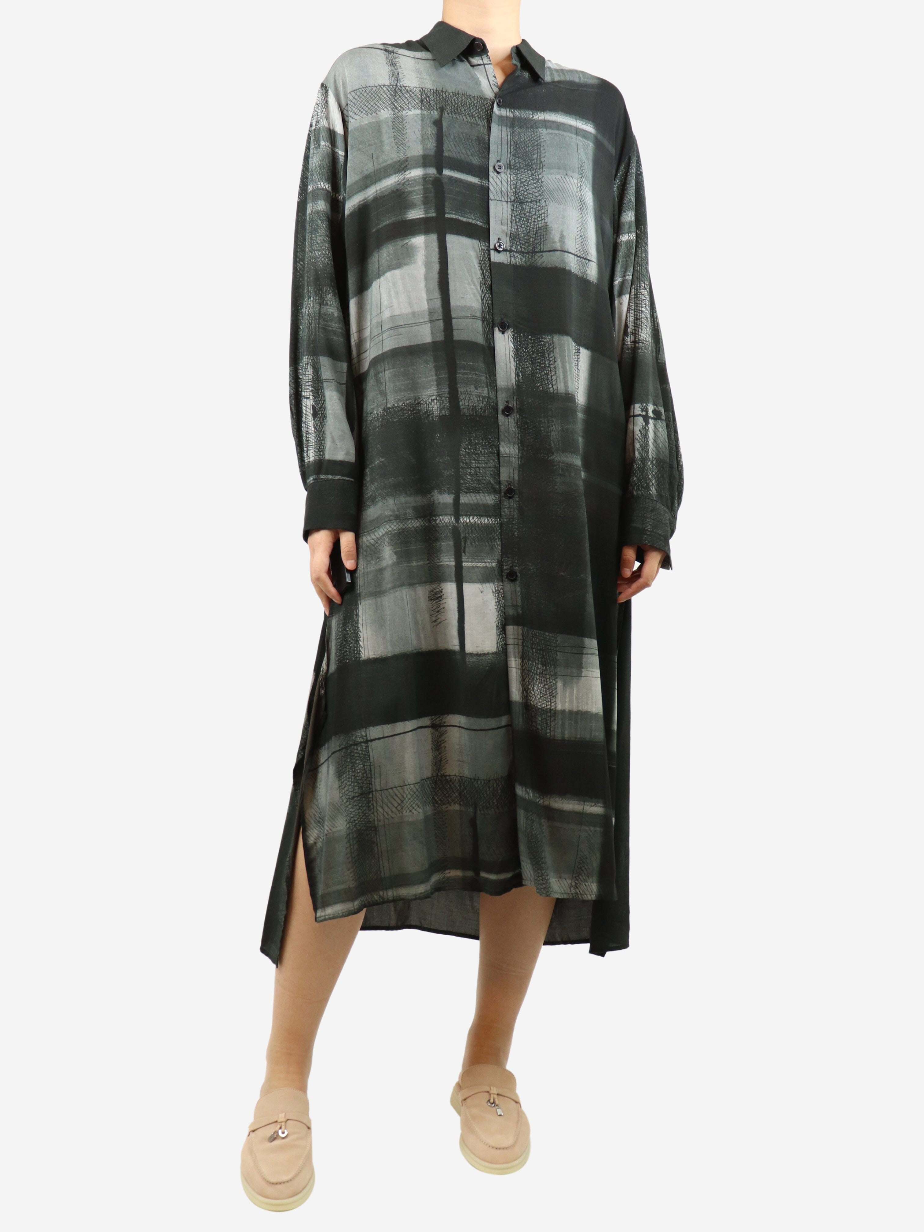 Grey printed midi shirt dress - size S Dresses Y's 