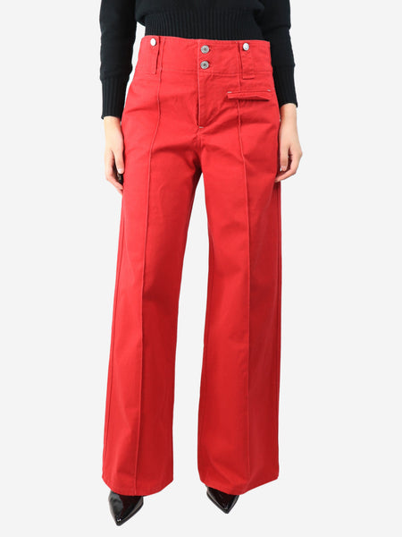 Red cotton-twill wide-leg trousers - size UK 12 product image