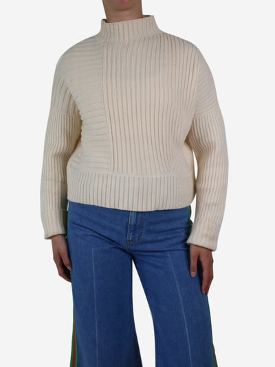 Cream wide ribbed jumper - size M Knitwear ME+EM 