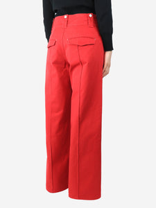 Isabel Marant Red cotton-twill wide-leg trousers - size UK 12