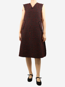 Yang Li Red sleeveless tweed midi dress - size UK 8