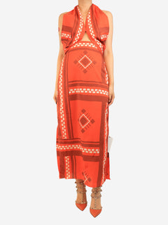 Red Quipu Knots printed midi dress - size UK 10 Dresses Johanna Ortiz 