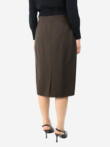 Emilia Wickstead Brown crepe midi skirt - size UK 10