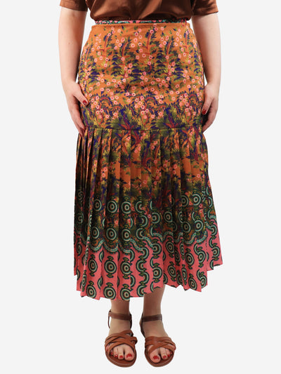 Multicolour floral pleated midi skirt - size UK 12 Skirts Saloni 