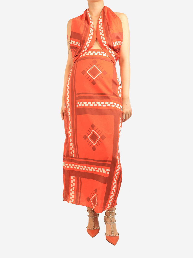Red Quipu Knots printed midi dress - size UK 10 Dresses Johanna Ortiz 