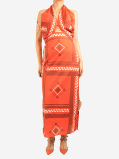 Red Quipu Knots printed midi dress - size UK 10 Dresses Johanna Ortiz 
