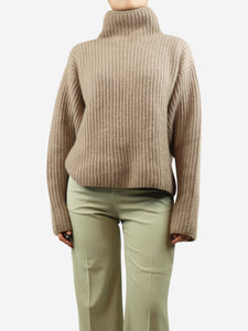 Sofie D'Hoore Taupe cashmere ribbed high-neck jumper - size S