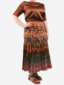 Saloni Multicolour floral pleated midi skirt - size UK 12