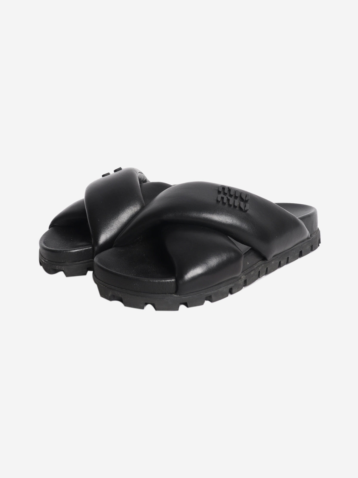 Black leather padded slide - size EU 35 Shoes Miu Miu 