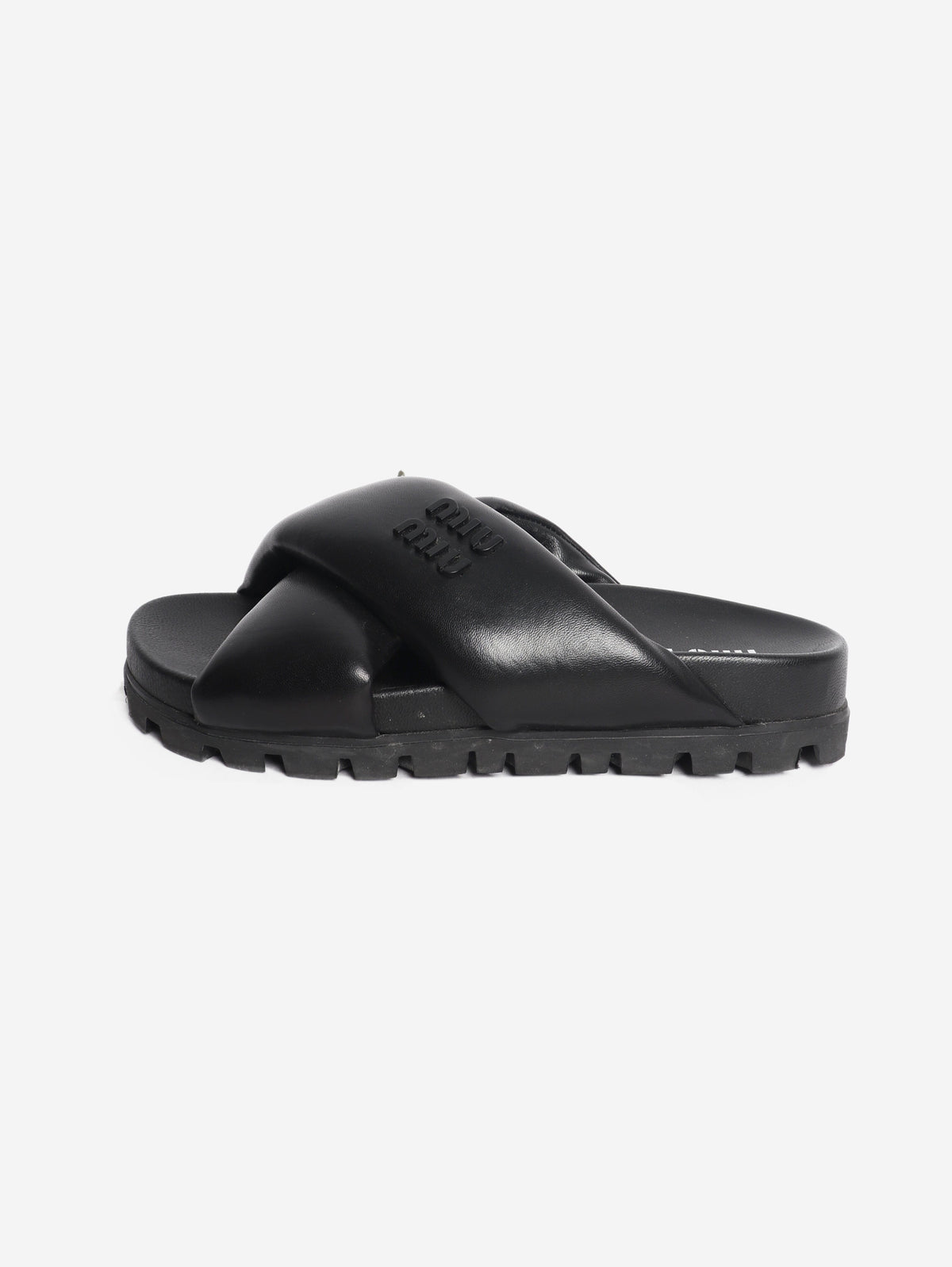 Black leather padded slide - size EU 35 Shoes Miu Miu 
