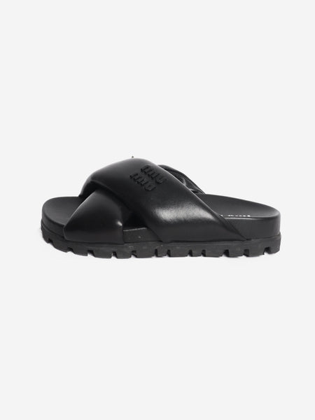 Black leather padded slide - size EU 35 product image