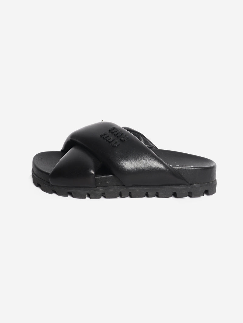 Black leather padded slide - size EU 35 Shoes Miu Miu 