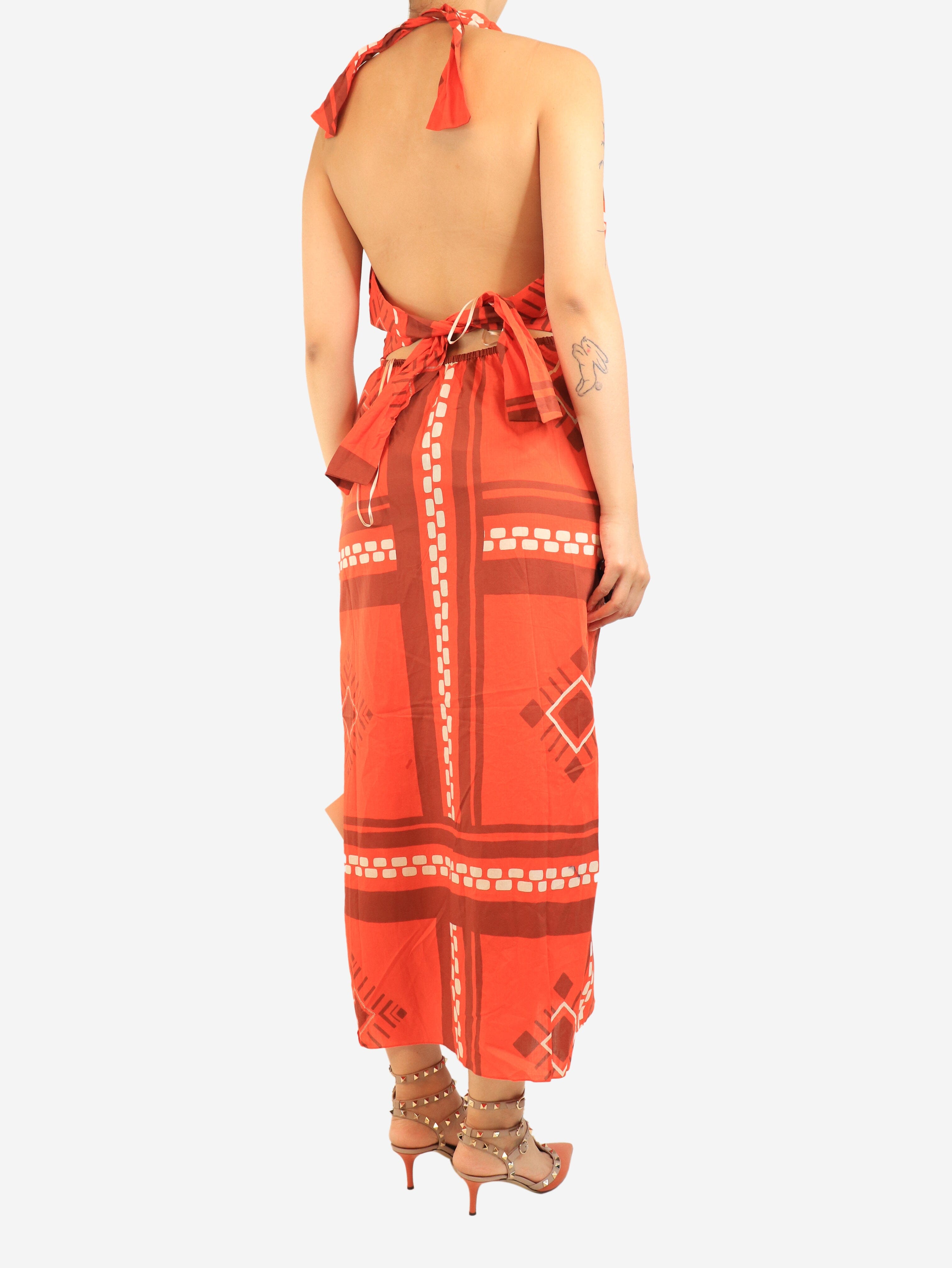 Red Quipu Knots printed midi dress - size UK 10 Dresses Johanna Ortiz 