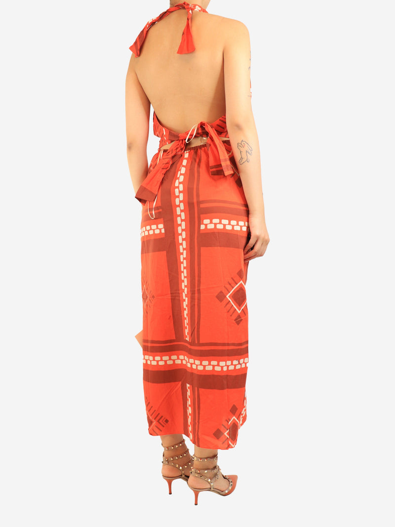 Red Quipu Knots printed midi dress - size UK 10 Dresses Johanna Ortiz 