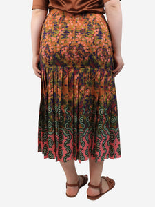 Saloni Multicolour floral pleated midi skirt - size UK 12