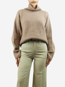 Sofie D'Hoore Taupe cashmere ribbed high-neck jumper - size S