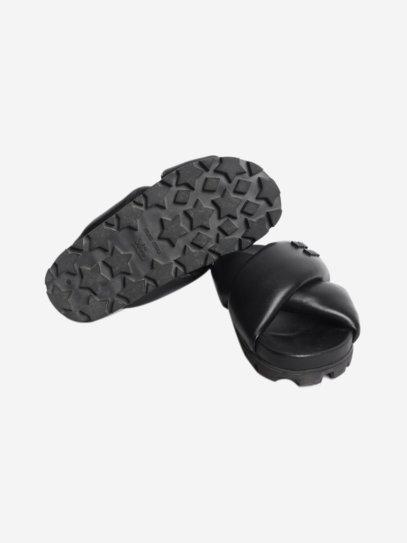 Black leather padded slide - size EU 35 Shoes Miu Miu 