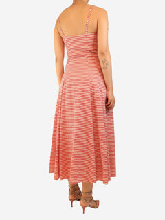 Red and white check button-front sundress - size UK 10