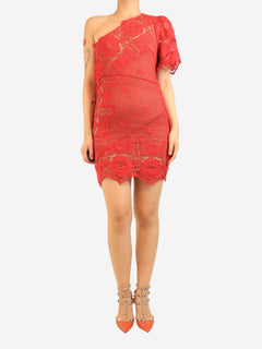 Red one-shoulder lace mini dress - size M Dresses Miguelina 