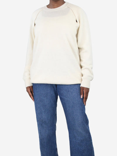 Cream crewneck jumper - size L Knitwear Ann Demeulemeester 