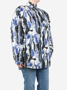 Marni Blue and black printed high-neck shirt - size UK 14