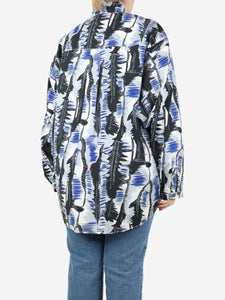 Marni Blue and black printed high-neck shirt - size UK 14