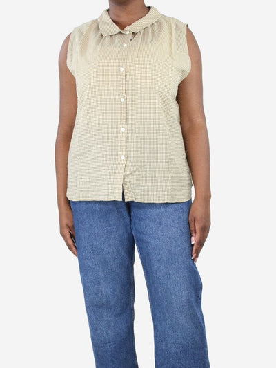 Green sleeveless check cotton shirt - size M Tops Chimala 