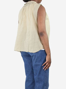Chimala Green sleeveless check cotton shirt - size M