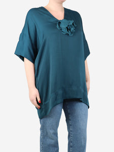 Lanvin Blue silk top - size UK 8