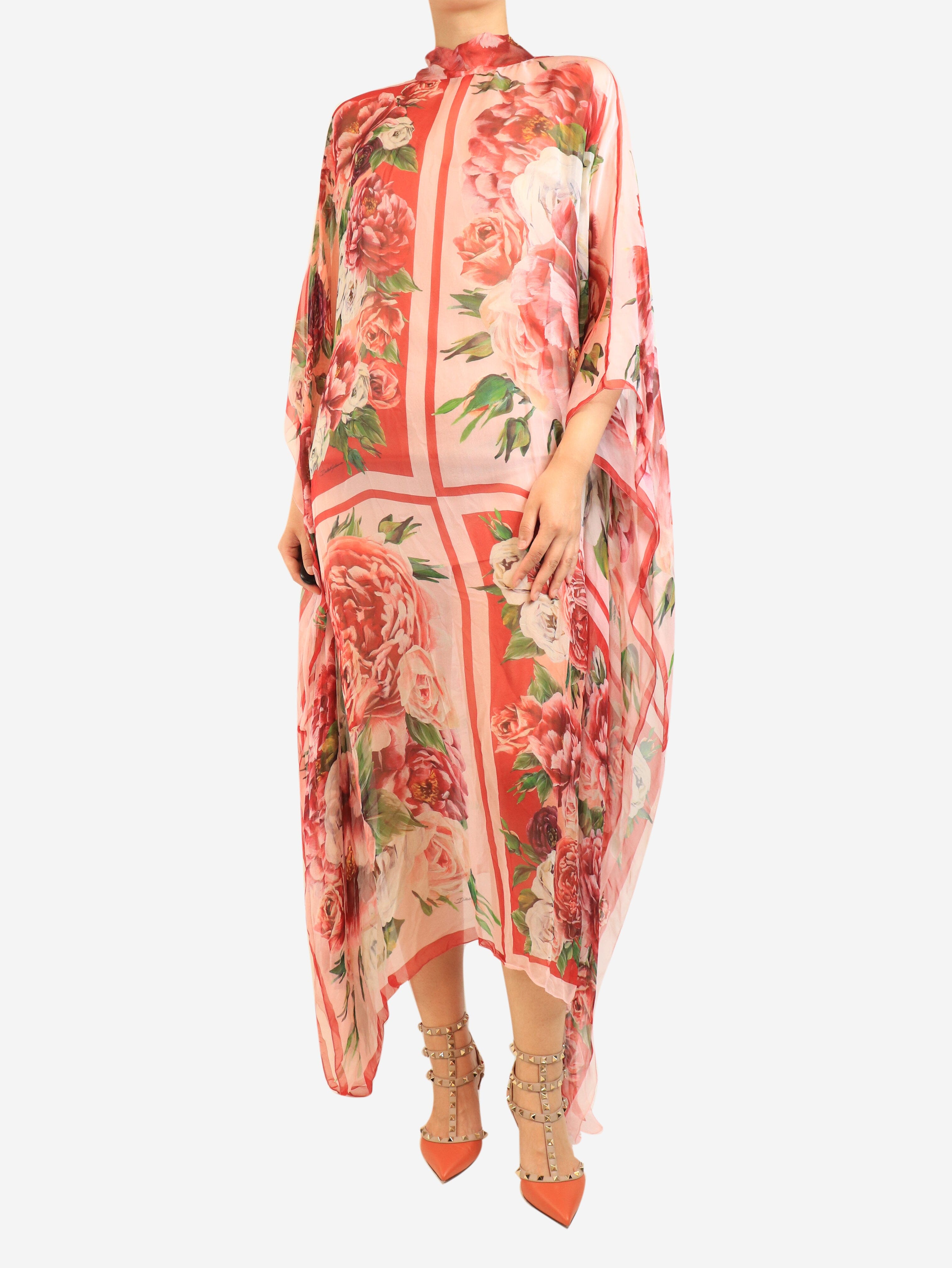 Pink floral beach cover-up - size UK 14 Beachwear Dolce & Gabbana 