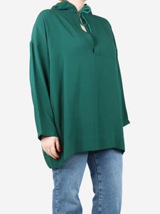 Givenchy Dark green hooded crepe blouse - size UK 10