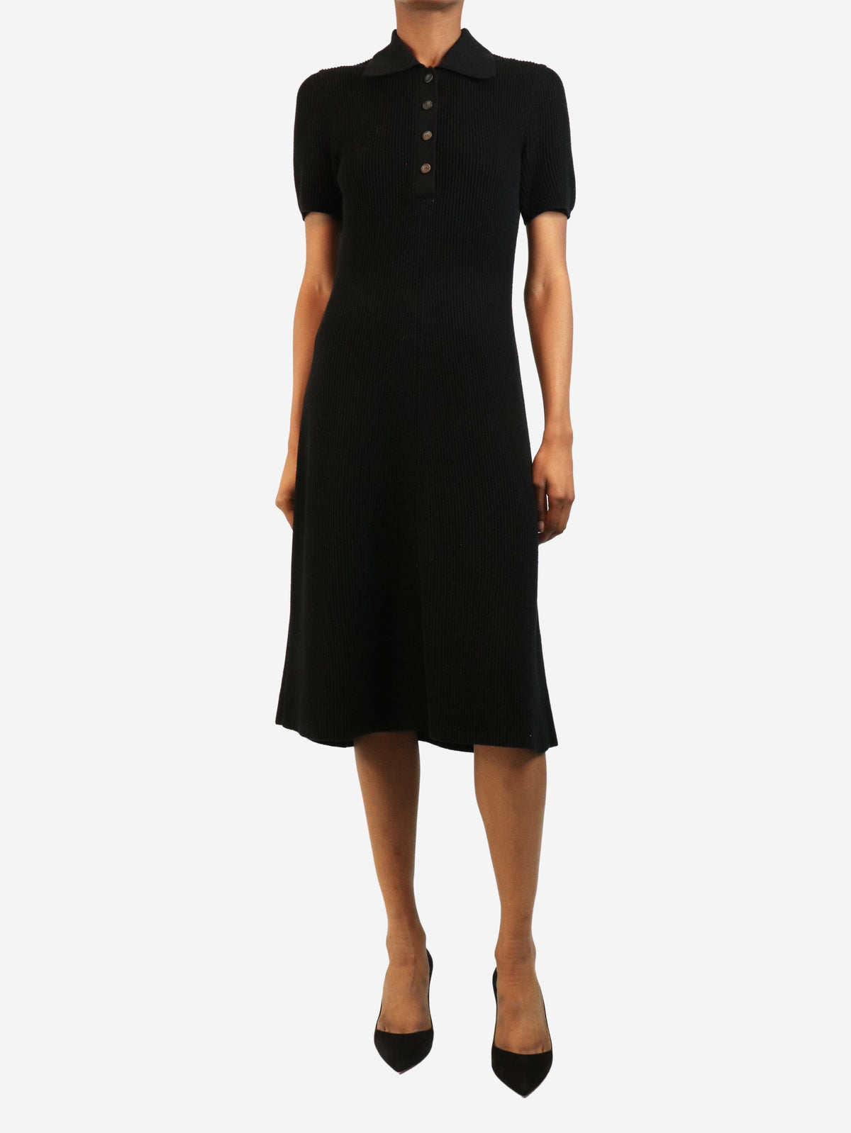 Black rib-knit polo dress - size XS Knitwear Joseph 