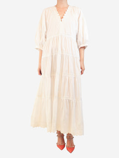 White tiered embroidered dress - size 1 Dresses Juliet Dunn 